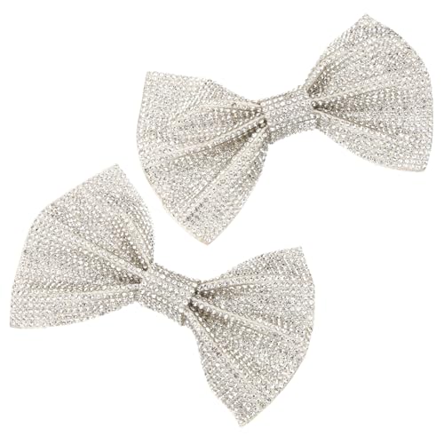 PartyKindom Handgefertigte Strass schleifen Schuhclips für Damen Hochzeitsschmuck Funkelnde Braut Schuhverzierung Eleganter Schuhschmuck für High Heels Silberfarbene DIY Accessoires von PartyKindom