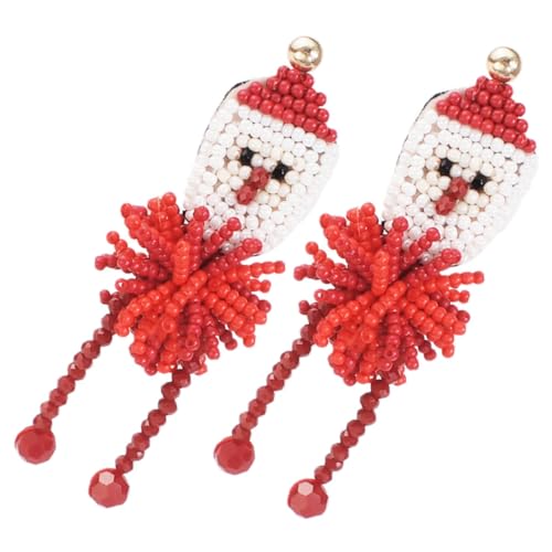 PartyKindom Handgefertigte Weihnachtsmann Ohrringe Perlenbesatz Rote Tropfenohrringe für Frauen Mädchen Weihnachten Party Karneval Cosplay Schmuck von PartyKindom