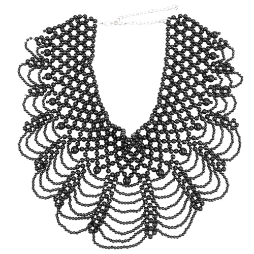 PartyKindom Handgefertigter Fake Pearl Collar Choker Widening High Collar mit Sechs Lagen Wellenmuster Eleganter Damen Schmuck Leicht zu Kombinierende Halskette Komfortabler Modeschmuck für von PartyKindom