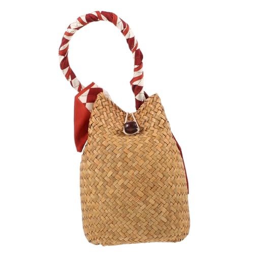 PartyKindom Handgewebte Strandtasche aus Robustem Seegras Leichte Boho Einkaufstasche mit Großem Fassungsvermögen Tragbare Handtasche für Sommer Strandparty und Alltag Modische Damen Tote Bag von PartyKindom