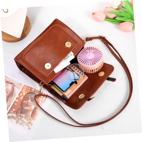 PartyKindom Handtasche Damen Vintage Braun Kleine PU Schultertasche mit Gepolstertem Griff und Verstellbarem Gurt Geräumige Crossbody Bag für Reisen und Alltag Robustes Material Komfortabler von PartyKindom