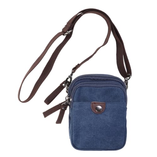 PartyKindom Herren Canvas Umhängetasche mit Reißverschluss Robuste Military Messenger Bag Langer Schultergurt Vielseitige Casual Bag für Freizeit Reise und Alltag Dunkelblau von PartyKindom