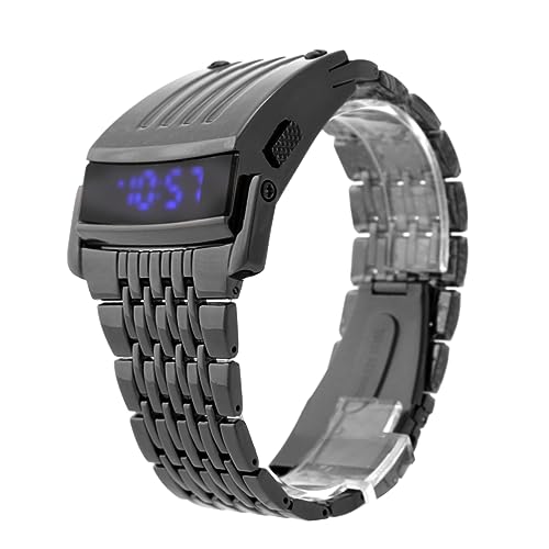 PartyKindom Herren LED Digitaluhr mit Blauem LED Display Legierung Datumsanzeige Modisches Design Stunden Format Langlebig und Präzise für Alltag von PartyKindom