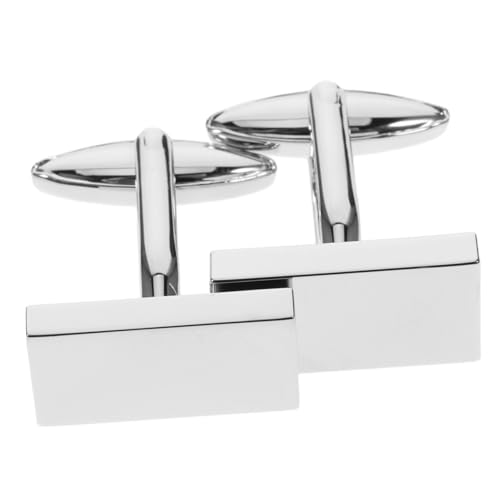 PartyKindom Herren Manschettenknöpfe Silber Rechteckig Robustes Messing Verchromt Stilvolle Accessoires Für Hemdärmeln Geschenkidee Geburtstag Hochzeit von PartyKindom