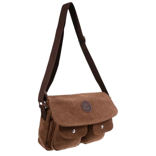 PartyKindom Herren Schultertasche Canvas Messenger Bag Wasserabweisend Große Kapazität Robuste Umhängetasche Vintage Freizeit Reise Tasche Braun von PartyKindom