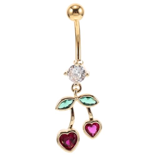 PartyKindom Herz Bauchnabelpiercing Goldfarben Eleganter Bauchnabelring Hautfreundlich Baumelnd Modisches Bellybutton Schmuckaccessoire für Damen von PartyKindom