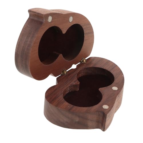 PartyKindom Herzförmige Ringe Box aus Massivem Walnussholz Hochzeitsring Verpackung Kompakte Schmuckaufbewahrung für Verlobung Leicht zu Öffnen Stilvolles für Besondere Anlässe von PartyKindom