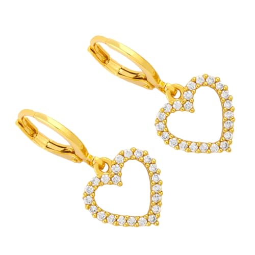 PartyKindom Herzohrringe mit Funkelnden Zirkonia Modische Ohrschmuck Damen Liebe Ohrstecker Elegant und Vielseitig für Alltag Festtage und Besondere Anlässe von PartyKindom