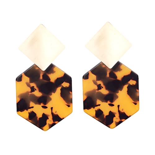 PartyKindom Hexagon Geometrische Ohrhänger mit Leopardenmuster Damen Ohrschmuck Hautfreundlich Modisch Vielseitig Kombinierbar Geschenkidee für Frauen von PartyKindom