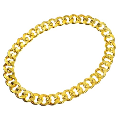 PartyKindom Hip hop Halskette Goldfarben Extragroße Statement kette Kunststoff Imitation für Club Party Rapper Accessoire Modisch Robust Langlebig von PartyKindom