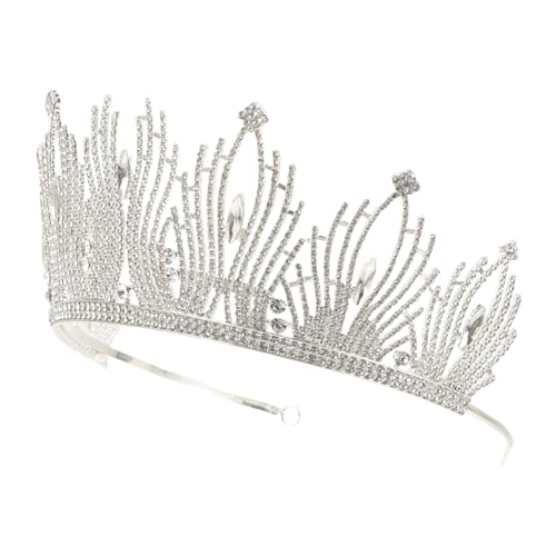 PartyKindom Hochwertiges Braut Tiara Haarschmuck mit Funkelnden Strasssteinen Eleganter Hochzeit Kopfschmuck für Damen Komfortables Stilvolles Diadem für Party Geburtstag und Performance von PartyKindom