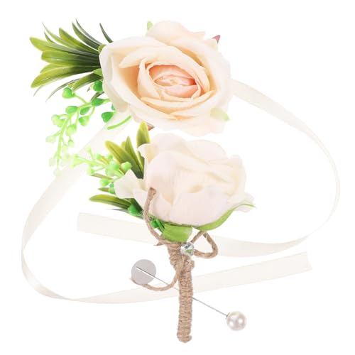 PartyKindom Hochzeits Corsage Set Teiliges Set mit Künstlichen Blumen für Braut und Brautjungfer Handgelenk Corsage und Ansteckblume Champagnerfarbe Dekoration für Hochzeiten und Feiern von PartyKindom