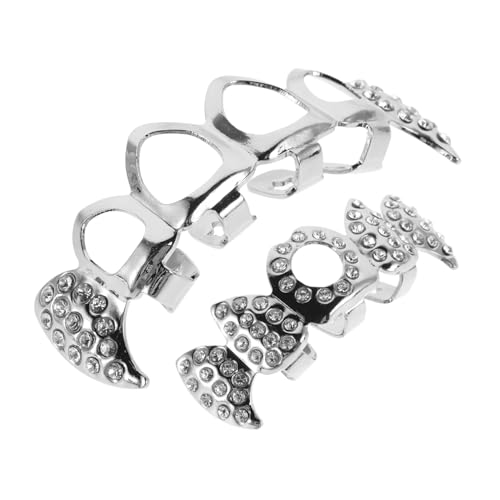 PartyKindom Vampire Zahn Grills Im Hip-hop-stil Silberner Zahnkappen-schmuck Mit Strass Für Cosplay Und Halloween-feiern Atmungsaktives Hohldesign Für Komfort von PartyKindom