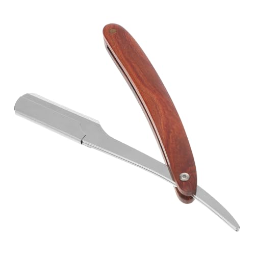 PartyKindom Holzgriff Rasiermesser für Männer Manuelles Bartpflegewerkzeug aus Rostfreiem für Friseursalons und Persönlichen Gebrauch Faltbares Design für Einfache Handhabung und Sichere von PartyKindom