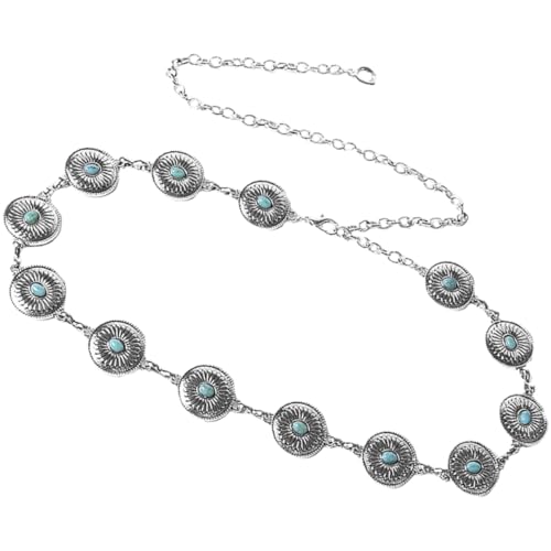 PartyKindom Hüftkette für Damen Verstellbare Metallkörperkette mit Agatstein Dekoration Modischer Taillengürtel für Verschiedene Anlässe Langlebig und Elegant Silberfarben von PartyKindom