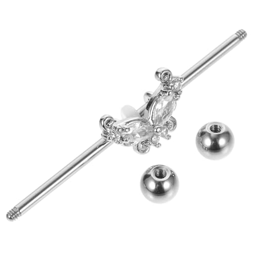 PartyKindom Industrial Barbell Ohrring mit Schmetterlings Design und Zirkonia Piercing Schmuck für Frauen Leicht Robust und Modisch für Teenager und Alltag von PartyKindom