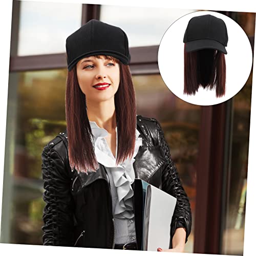 PartyKindom Integrierte Perücke mit Baseballkappe Kurze Gerade Haare Hitzebeständiger Modischer Damen Kostüm Accessoire Vielseitig für Alltag Party Schule und Reisen Geeignet von PartyKindom