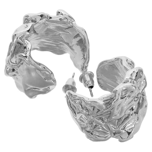 PartyKindom Irreguläre Flüssig Perlen Ohrstecker Damen Silberohrringe mit Falten design Modische Einzigartige Geschenkidee Handgefertigter Schmuck für Frauen Stylische Accessoires von PartyKindom