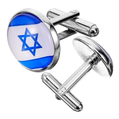 PartyKindom Israel Flagge Manschettenknöpfe Stilvolle Hemdknöpfe für Männer für Formelle Anlässe oder Alltag Langlebiges und Komfortables Design von PartyKindom