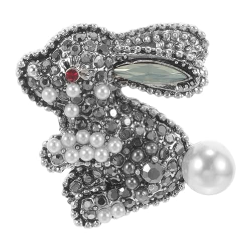 PartyKindom Kaninchen Brosche Mit Perle Und Edelstein Legierung Clip Schmuck Kleiderbrosche Für Party Hochzeit Anlass Broschenclip Für Taschen Pullover Jacke Mantel von PartyKindom