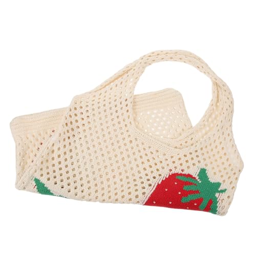 PartyKindom Kawaii Erdbeer Handtasche Damen Häkeltasche Leichte Sommer Strandtasche Tragbare Schultertasche Handgefertigte Tote Bag Alltag Einkauf Picknick von PartyKindom
