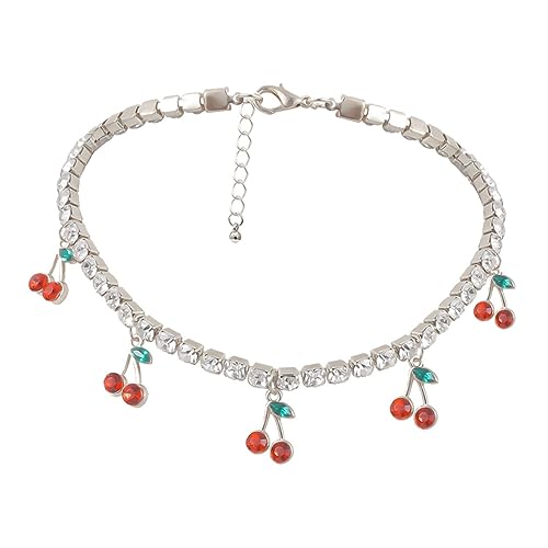 PartyKindom Kette mit Süßem Kleinen Kirschanhänger Modisches Halsornament mit Funkelnden Strasssteinen für Outfits PartyKindom Kette mit Süßem Kleinen Kirschanhänger Modisches Halsornament mit Funkelnden Strasssteinen für Outfits von PartyKindom