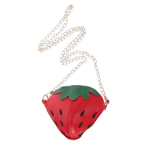 PartyKindom Erdbeer Umhängetasche für Mädchen mit Kette Süße Kinder Tasche Obsttasche Praktische Clutch Geldbörse von PartyKindom