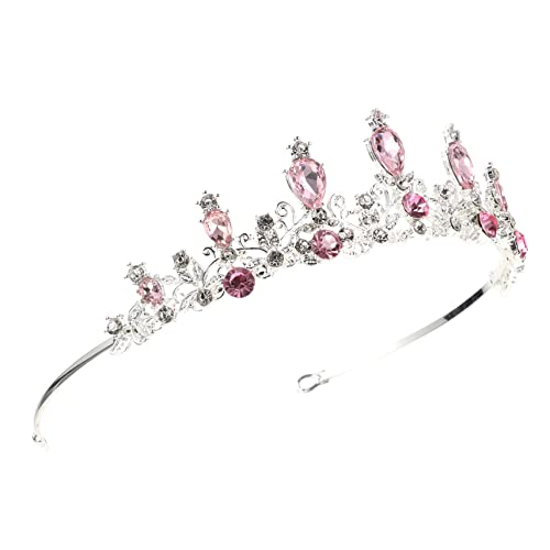 PartyKindom Kindergeburtstag Krone Tiara für Mädchen Rosa Legierung Strass Hochzeit Haarschmuck Prinzessin Haarreif Langlebiges Party Accessoire für Geburtstagsfeier und Brautkleid von PartyKindom