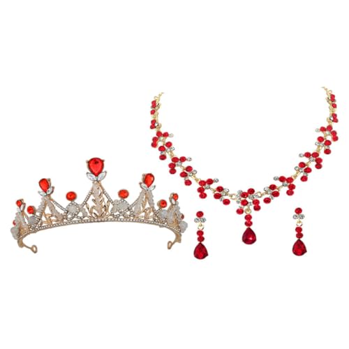PartyKindom Kinderkronen Schmuckset mit Diadem Clip Ohrringen und Halskette Teiliges für Mädchen Langlebig Glänzend für Geburtstag Hochzeit Weihnachten und Festliche Anlässe von PartyKindom
