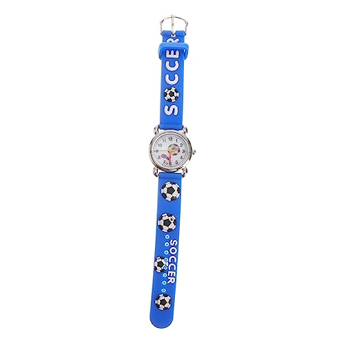 PartyKindom Kinderuhr Fußball Cartoon Armbanduhr mit Whistle Muster Weiches Gummiarmband Verstellbar Strapazierfähig Blau Geeignet für Jungen und Mädchen im Grundschulalter von PartyKindom