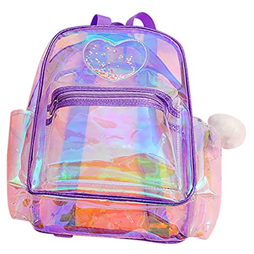 PartyKindom Klarer Rucksack mit Herzmuster PVC Durchsichtiger Kleiner Rucksack für Mädchen Stadion und Konzerttasche Süße Transparente Tasche für Alltag von PartyKindom