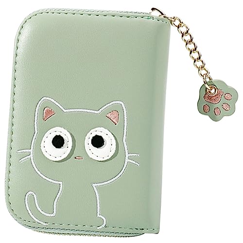 PartyKindom Klein Geldbörse für Damen Multifunktionale Kartenetui mit Reißverschluss für Münzen und Ausweise für Alltag und Unterwegs Cartoon Design Grün von PartyKindom