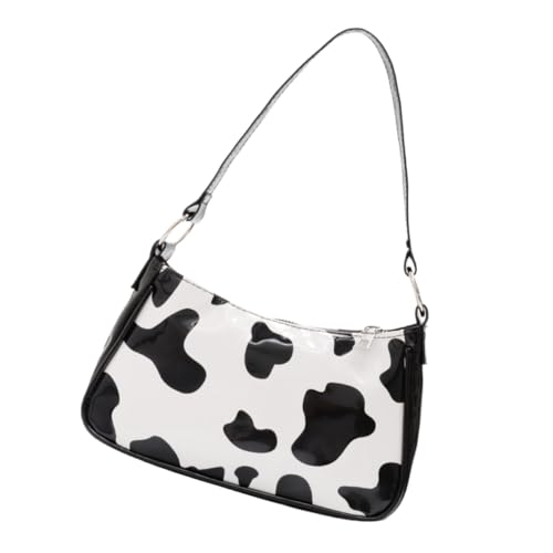 PartyKindom Kleine Damen Schultertasche Kuhmuster Pu Modische Armpit Bag mit Reißverschluss Große Kapazität Tragbare Handtasche für Reisen und Alltag von PartyKindom
