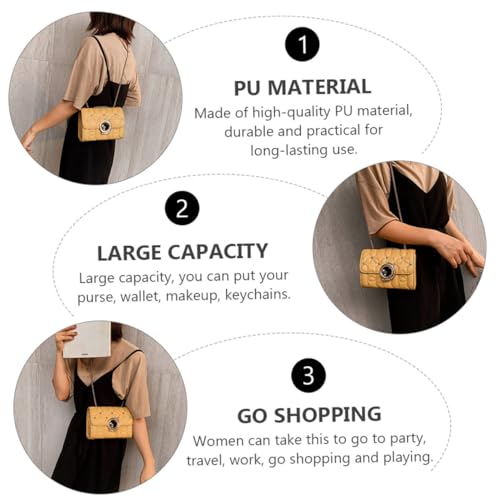 PartyKindom Kleine Damen Umhängetasche mit Modischer Steppung und Kettendetail Leichte Crossbody Bag für Frauen und Mädchen Vielseitig für Alltag Party und Freizeit Sicher Verschließbar Gelb von PartyKindom