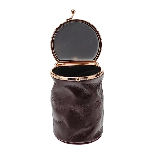 PartyKindom Kleiner Parfüm Aufbewahrungstasche Aus Leder Mit Spiegel Tragbare Retro Kosmetiktasche Kleine Make up Tasche Für Damen Handlich Für Reisen Mit Schnallenverschluss in Weinrot von PartyKindom