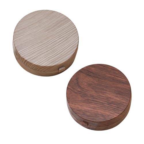 PartyKindom Kontaktlinsenbehälter Holzmaserung Kontaktlinsen Kasten mit Spiegel Pinzette Linsenaufbewahrungsset Tragbar für Reise Zuhause Männer Frauen (Kaffee) von PartyKindom