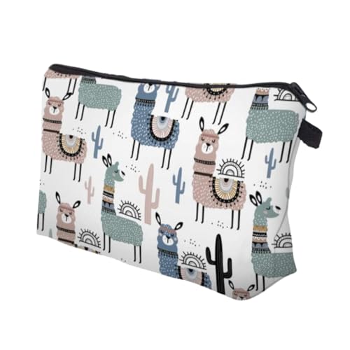 PartyKindom Kosmetiktasche Alpaka mit Digitaldruck Multifunktionale Kulturtasche Damen Geräumige Make Up Tasche mit Stabilem Reißverschluss Langlebige Waschtasche für Reisen und Alltag von PartyKindom
