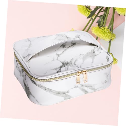 PartyKindom Kosmetiktasche mit Marmor Design Multifunktionale Leichte Makeup Tasche mit Gold reißverschluss Tragbarer Kulturbeutel für Reisen Robust und Kratzfest für Damen und Urlaub von PartyKindom
