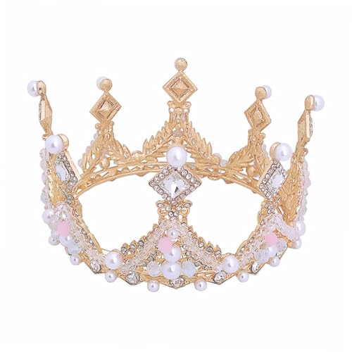 PartyKindom Krone Haarreif Geburtstagskronen für Mädchen Leichte Prinzessin Diadem Haarschmuck Eleganter Goldener Kopfschmuck für Festliche Anlässe und Kostümpartys von PartyKindom