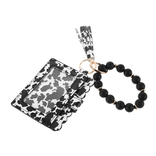 PartyKindom Kuhmuster Kartenetui Mit Schlüsselanhänger Und Münzetui Schmale Geldbörse Aus Pu Mit Reißverschluss Kleine Brieftasche Für Täglichen Gebrauch Und Wichtige Karten von PartyKindom