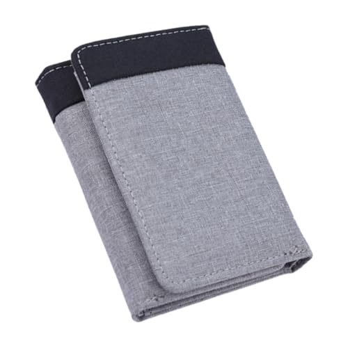 PartyKindom Kurz Gefaltete Herren Geldbörse aus Strapazierfähigem Canvas mit Mehreren Fächern Kompakter Leichter Kartenhalter für Kreditkarten und Visitenkarten Modischer Grauer Portemonnaie von PartyKindom