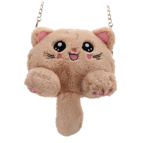 PartyKindom Kuschelige Damen Schultertasche Klein Plüsch Umhängetasche Katzenmotiv Herbst Winter Modisch Für Reisen Und Alltag von PartyKindom