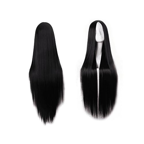 PartyKindom Lange Gerade Synthetische Perücke aus Kunsthaar für und Mädchen Stilvolles Haaraccessoire Schwarz für Kreative Frisuren und Looks PartyKindom Lange Gerade Synthetische Perücke aus Kunsthaar für und Mädchen Stilvolles Haaraccessoire Schwarz für Kreative Frisuren und Looks von PartyKindom