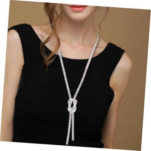 PartyKindom Lange Pullover Halskette mit Funkelnden Strasssteinen Silberfarbene Clavicle Kette Modischer Winter Schal Anhänger Stilvolles Accessoire für Damen und Vielseitig Kombinierbar von PartyKindom