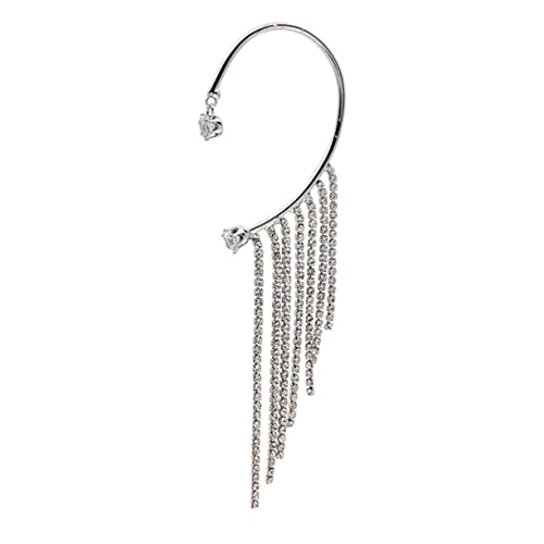 PartyKindom Lange Strass Ohrringe mit Ohrmanschette für Damen nicht Durchlochte Ohrhänger für Alltag und Besondere Anlässe Silberfarben von PartyKindom