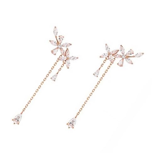 PartyKindom Blumenohrringe Für Damen Mit Blütenblatt-design Hängende Tropfenohrringe Aus Kupfermaterial Funkelnde Ohrringe Für Frauen von PartyKindom