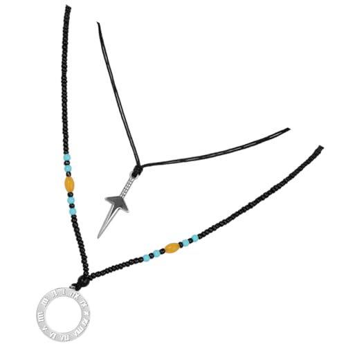 PartyKindom Zweischichtige Charm-halskette Mit Perlen Für Männer Stilvolle Herrenhalskette Mit Anhänger Coole Schmuckkette Aus Edelstahl Für Partys Und Bars von PartyKindom