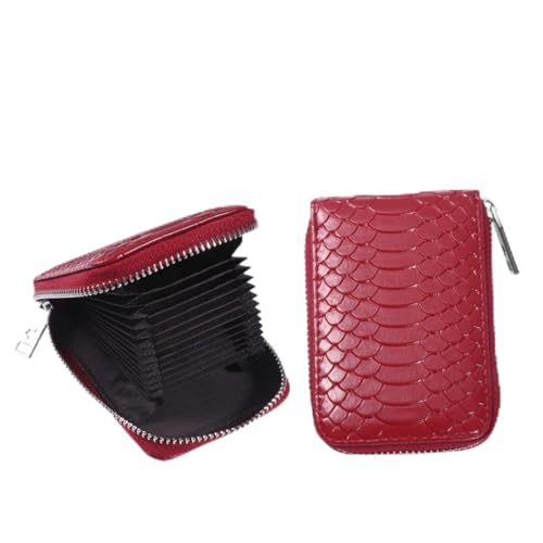 PartyKindom Leder Kartenetui mit Reißverschluss Mehrfach Kartenfächer Schlankes Portemonnaie für Herren Weiches Rindsleder in Weinrot Kompaktes Design für Alltag und Geschenk von PartyKindom