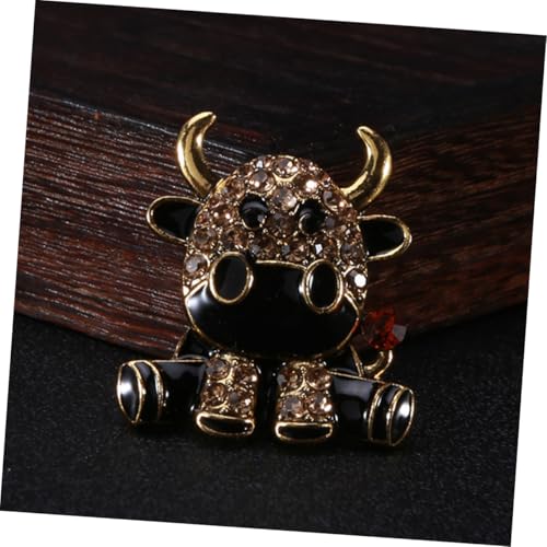 PartyKindom Legierung Brosche Kuh Form Strassstein Anstecknadel Cartoon Stil Damen Schmuck für Kleidungsaccessoire Alltag Geeignet Vielseitig Kombinierbar Elegant Schlicht und Auffällig von PartyKindom
