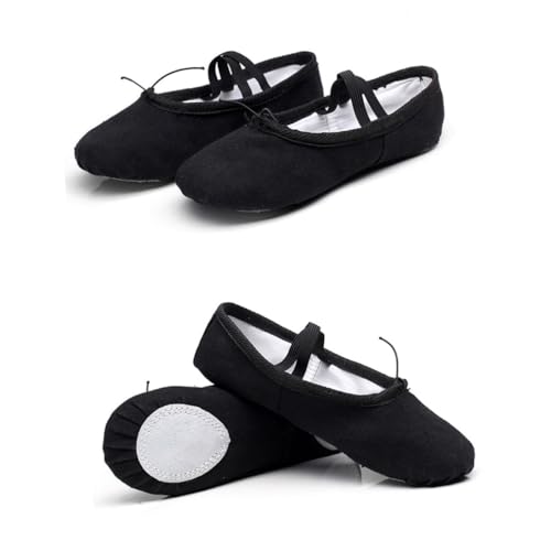PartyKindom Leichte Ballettschuhe mit Rutschfester Sohle Atmungsaktives Canvas Material Elastisches Design Geeignet für Yoga und Tanz Schwarz Komfortable und Schützende Tanzschläppchen von PartyKindom